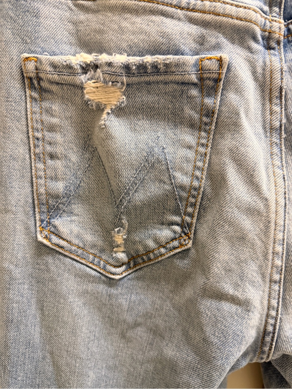 MOTHER Light Blue Distressed Wide-Leg Jeans - Picture 13 of 16